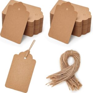 Gift Tags Craft Paper Tags Craft Paper Rectangle with Jute String for Wedding Gifts, 200 pieces., medium