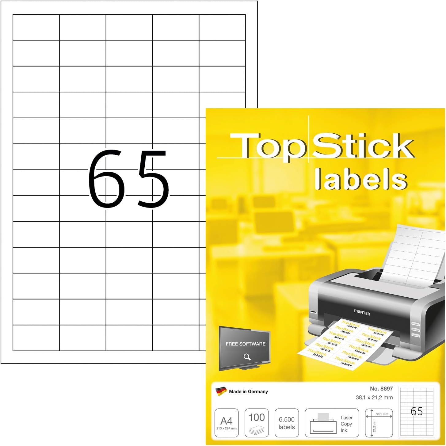 TOP Stick 8697 Universal Labels 38.1 x 21.2 mm 100 Sheets