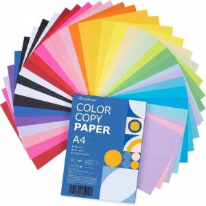 Carehabi 20 Colours A4 80 gsm, 100 Sheets of Coloured Paper, Coloured Copy Paper, Colourful Paper for DIY Crafts, Design, Decorating, Crafts