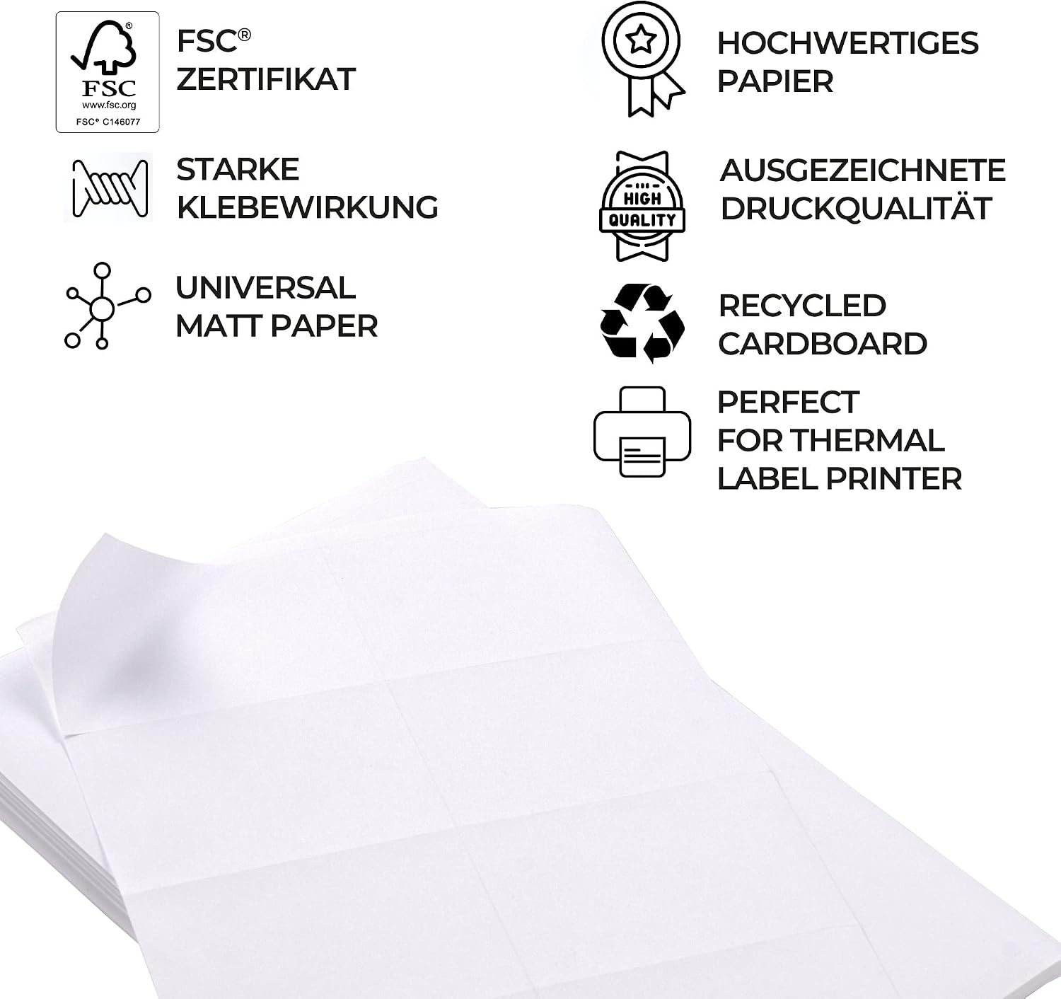 MDlabels Universal Labels DIN A4 70 x 37.10 mm, 2400 Labels, Matte Paper Adhesive Labels, Printable, White, Barcode Stickers – Bild 3