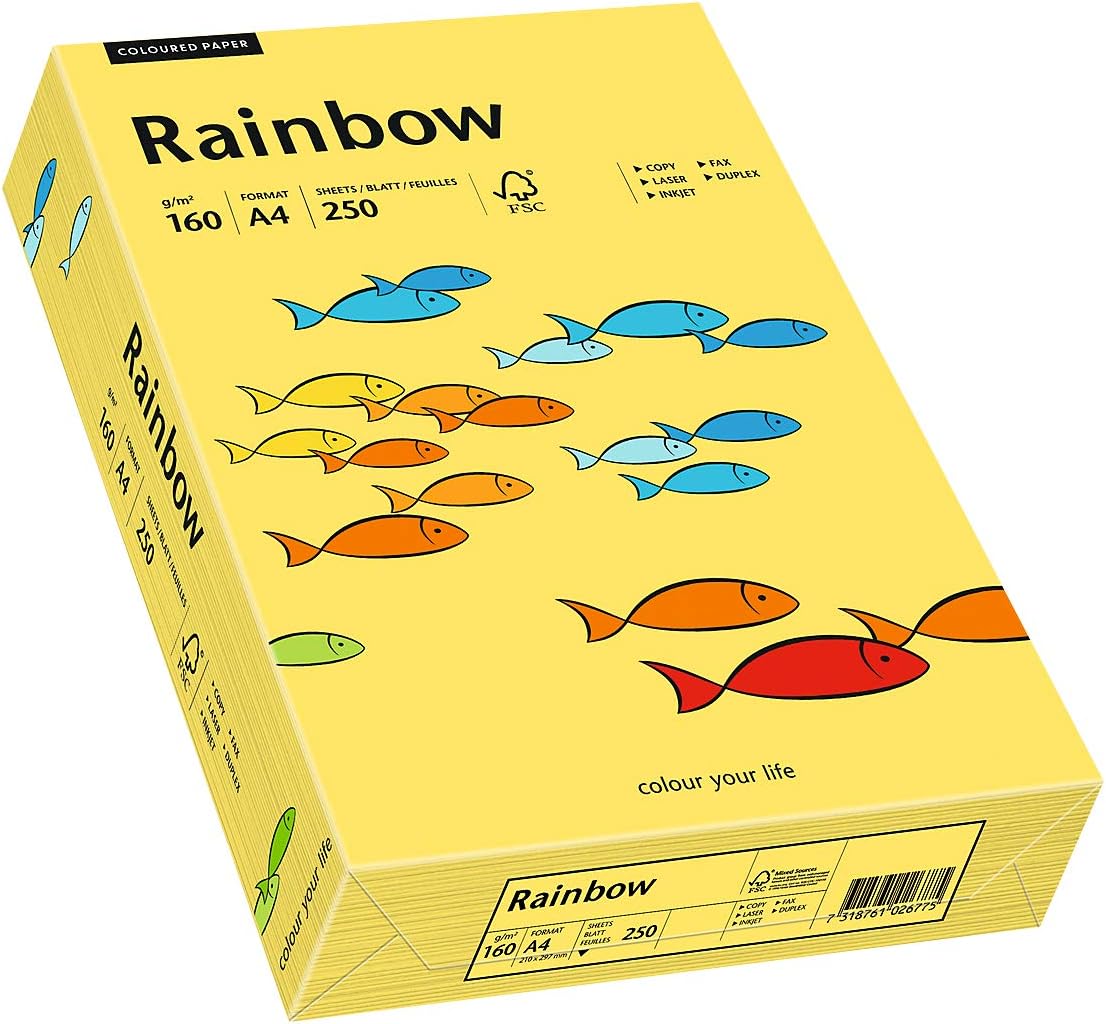 Papyrus 88042351 Coloured Printer / Copier Paper Rainbow 160 g/m² A4 250 Sheets Matt Yellow