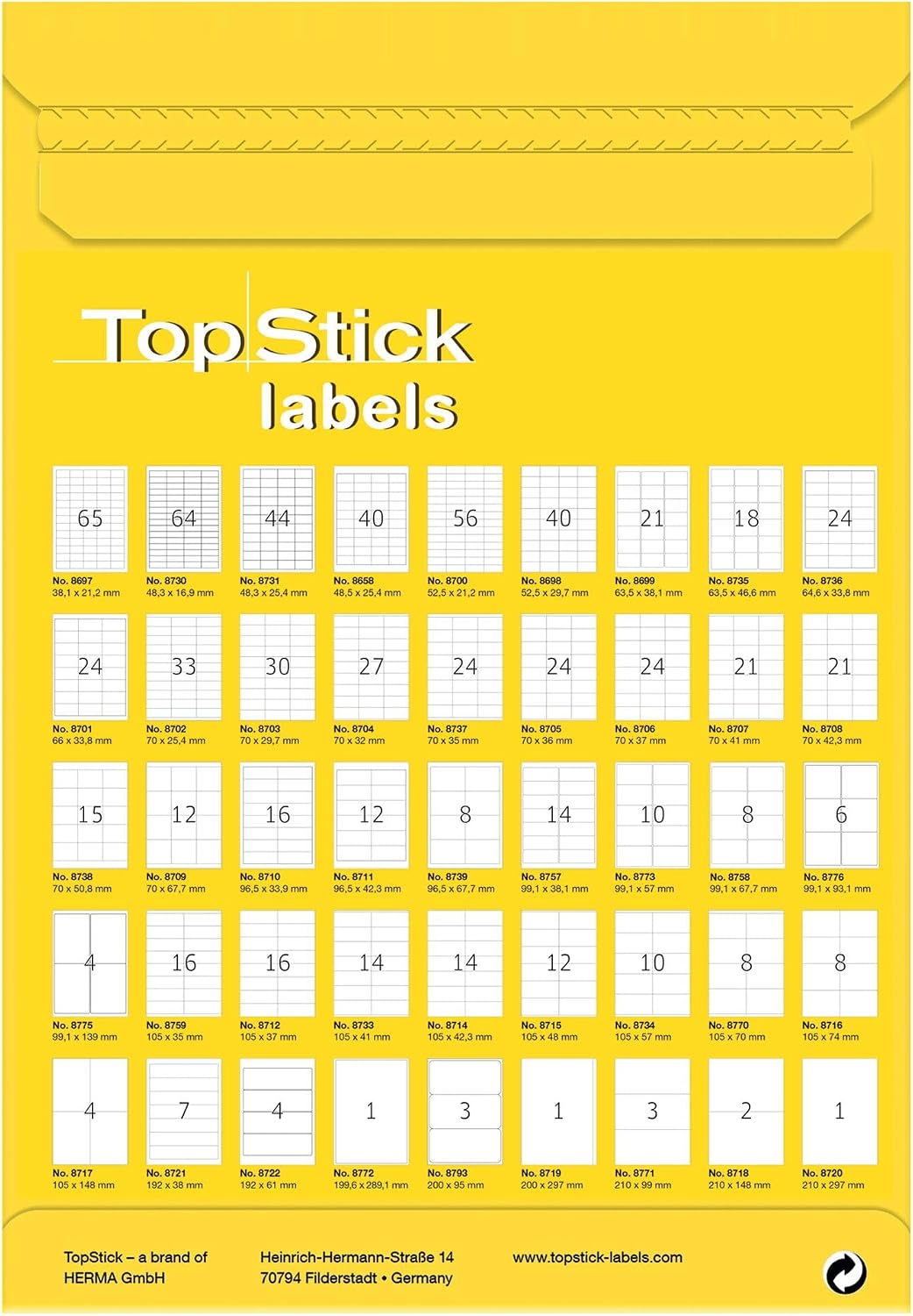 TopStick Universal Labels DIN A4 (Paper, Matte), Self-Adhesive, Printable, Permanent Address Labels, White – Bild 3