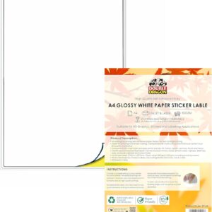 Double Dragon 50 Sheets of A4 White Matte Sticker Paper, Self-Adhesive, Universal Labels for Inkjet and Laser Printing, Address Labels, Quick Drying, with Adhesive Jaws