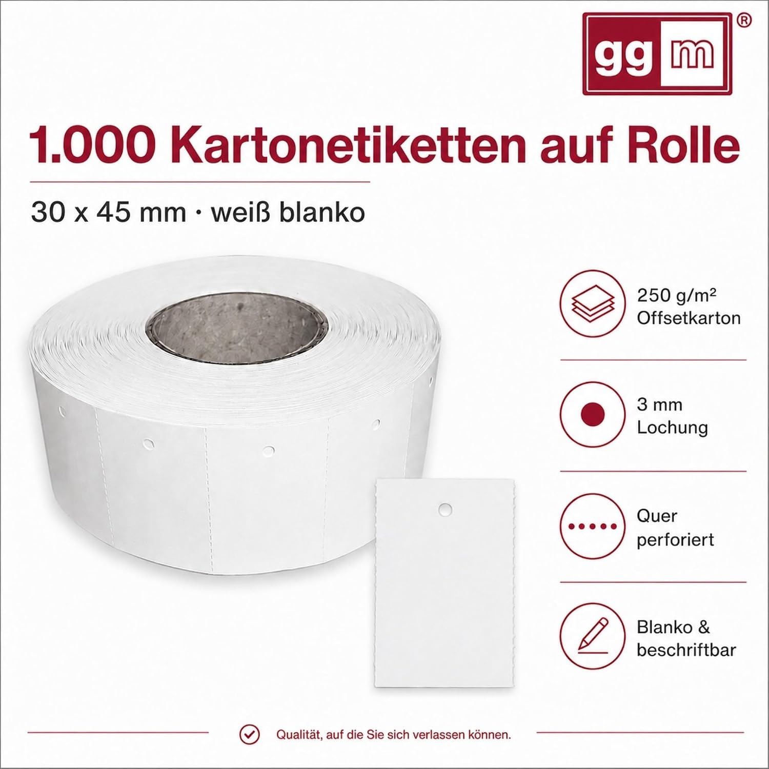ge-gra Muster GmbH 1000 Cardboard Labels 30 x 45 mm on Roll – Bild 6