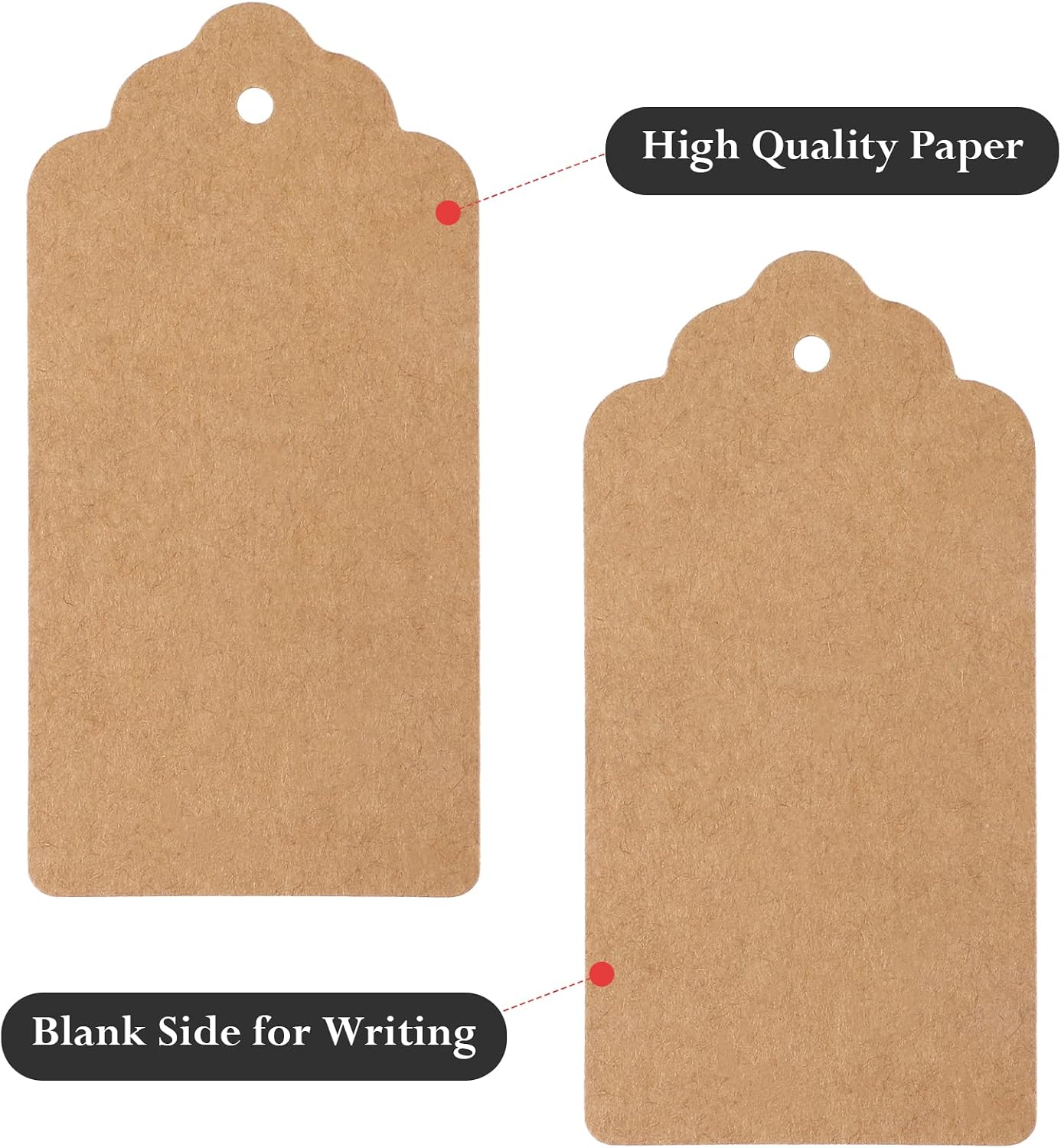 G2Plus 100 PCS Kraft Gift Tags 5 CM * 10CM Paper Weddinng Labels Brown Hang Tag with 30 Meters Jute Twine – Bild 4