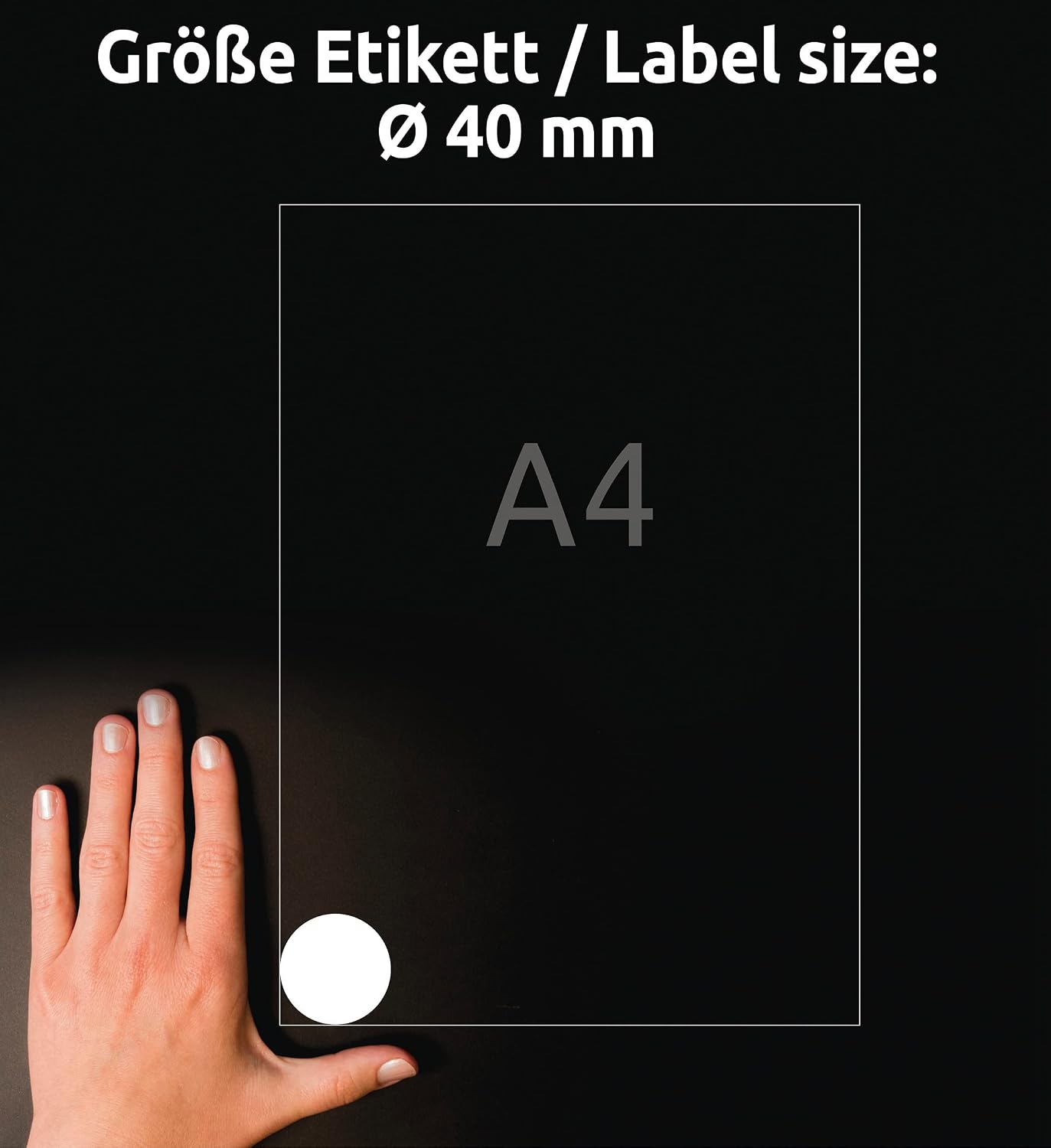 AVERY Zweckform L3415-10 Round Labels (240 Stickers on 10 Sheets, for Printing, Self-Adhesive, Diameter 40 mm, A4, Adhesive Dots for Labelling Documents, Products) White – Bild 4
