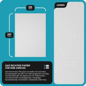 Netuno 100 x Textured Paper Linen White DIN A4 21 x 29.7 cm 185 g Ivory Card White Craft Paper Printable Craft Card Linen Look for Business Cards Crafts Invitation Cards Diplomas