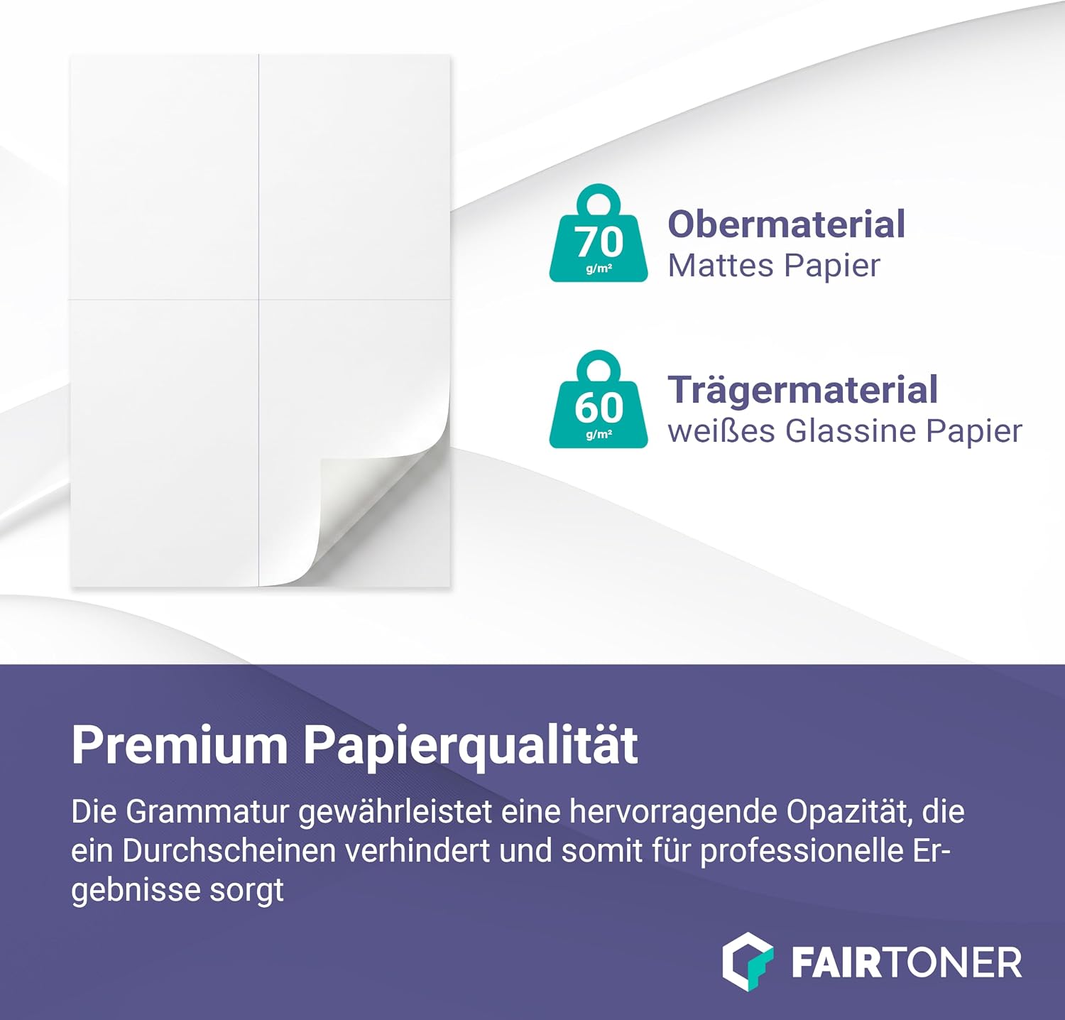 FairToner Self-Adhesive Labels A6 Matt White 100 Sheets (105 x 148 mm) – Bild 7