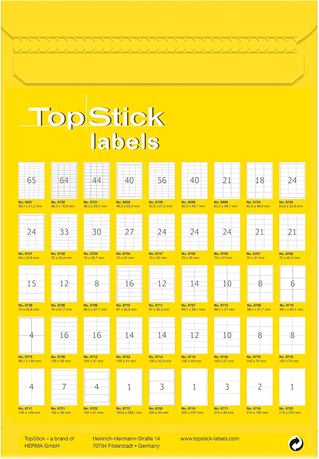 TopStick Universal Labels DIN A4 (Paper, Matte), Self-Adhesive, Printable, Permanent Address Labels, White – Bild 7