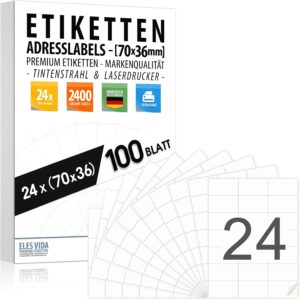 Shipping Labels 70 x 36 mm (2400 Labels – 100 Sheets Each A4) Self-Adhesive