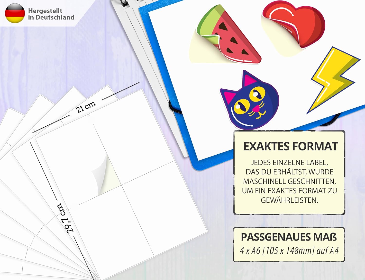Labels 105 x 148 mm (4 x DIN A6 on DIN A4) – 50 Sheets – 200 Labels – Bild 2
