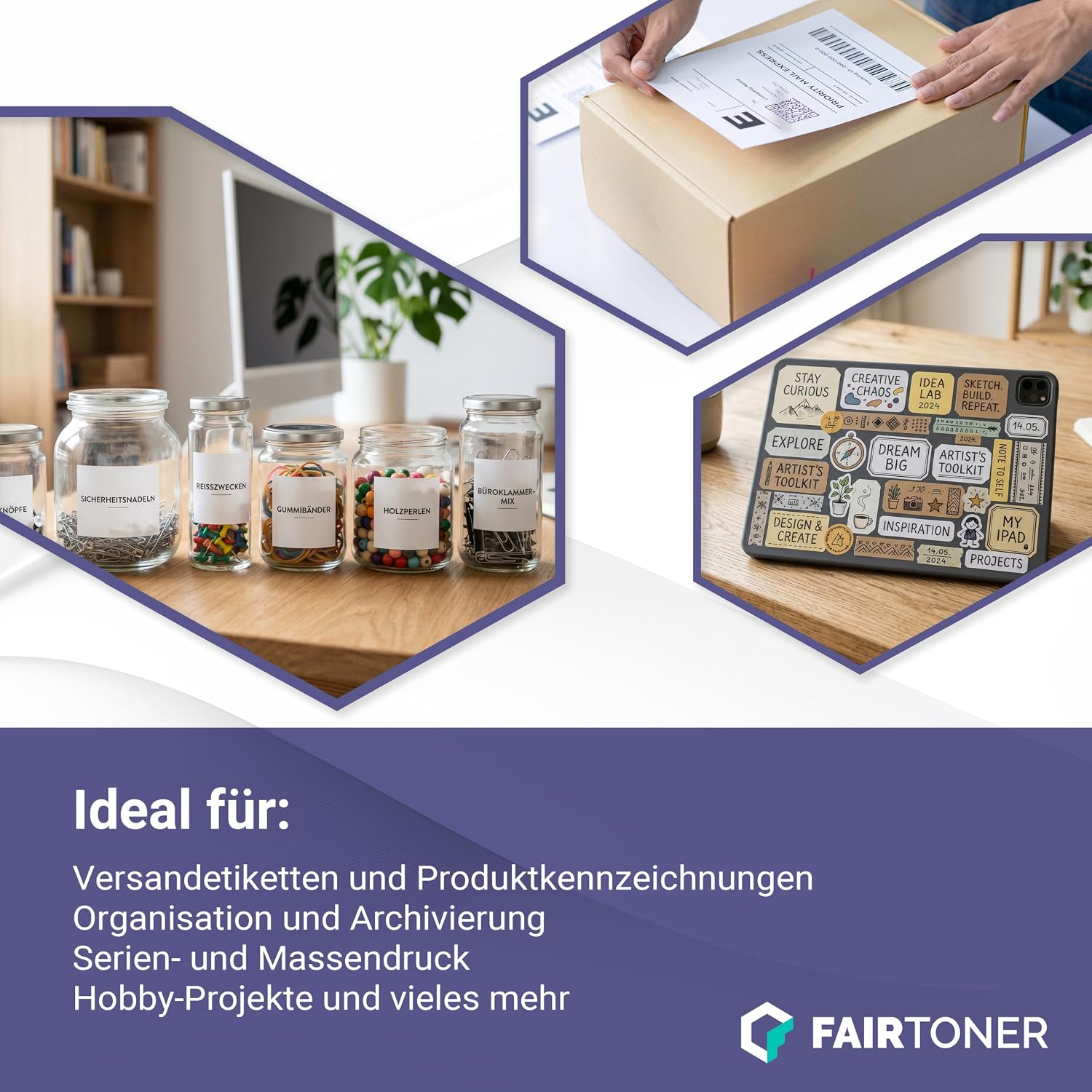 FairToner Self-Adhesive Labels A6 Matt White 100 Sheets (105 x 148 mm) – Bild 3