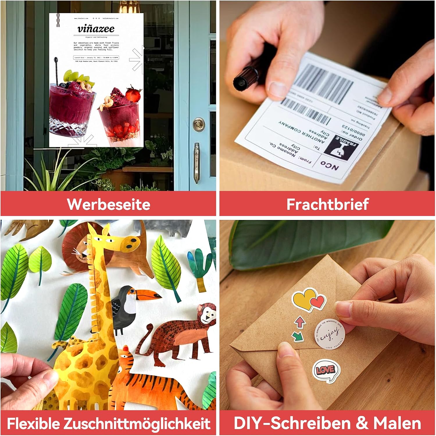 40 Sheets Self-Adhesive DIN A4 Labels, Paper Sticker for Printing, Self-Adhesive Labels, Universal Printable, Compatible with Inkjet and Laser Printers – Bild 7