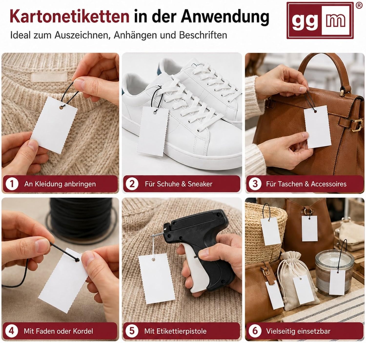 ge-gra Muster GmbH 1000 Cardboard Labels 30 x 45 mm on Roll – Bild 3