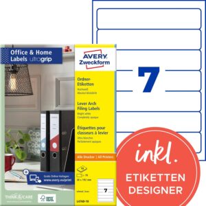 Avery Zweckform L4760-10 File Labels 192×38 mm White 10 Sheets for Inkjet Laser Copy