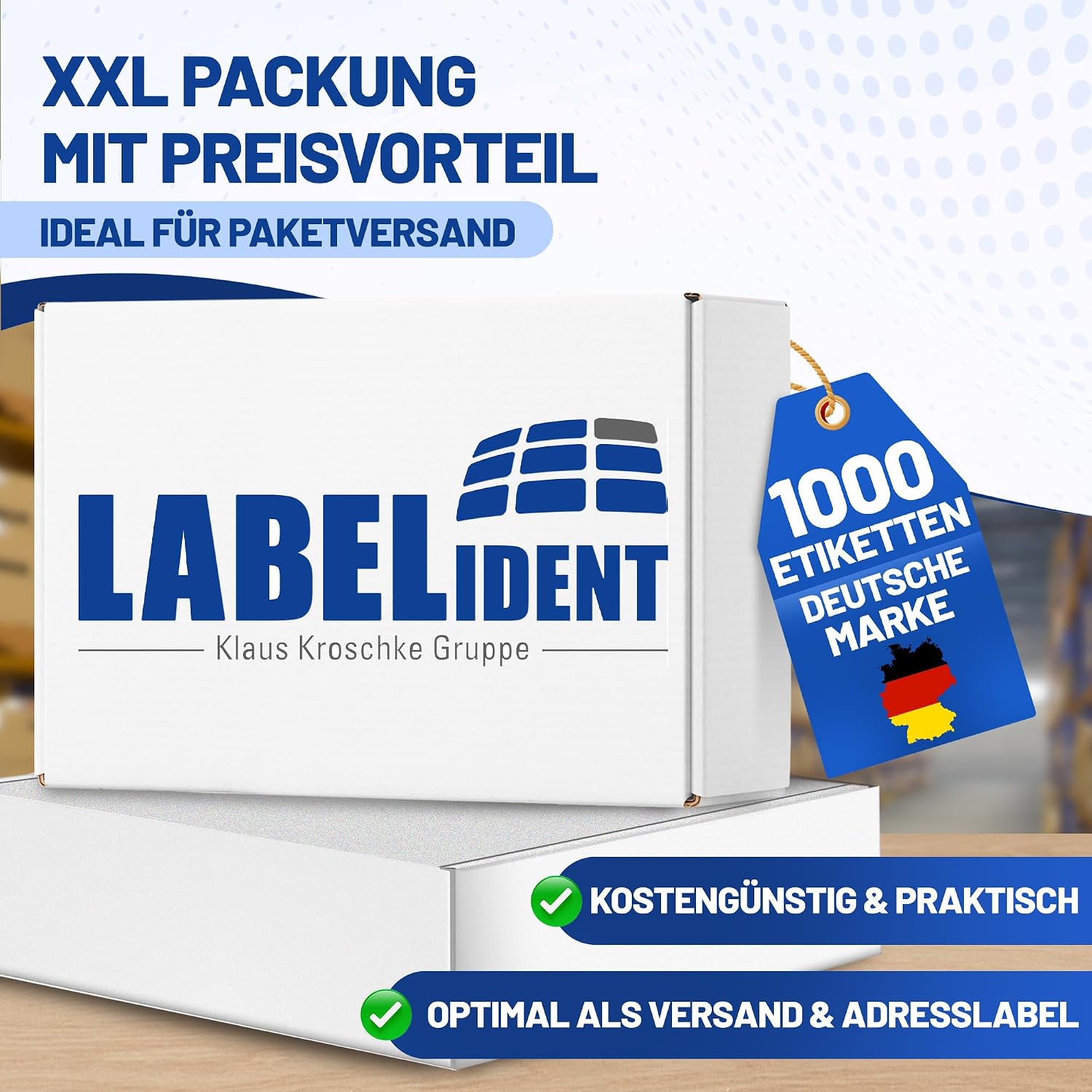 Labelident Shipping Labels on DIN A5 Sheets, White, 210 x 148 mm, 1,000 Paper Labels on 1,000 Sheets, Self-Adhesive Shipping Labels A5 for DHL, DPD, Fedex, GLS, Hermes, UPS – Bild 7