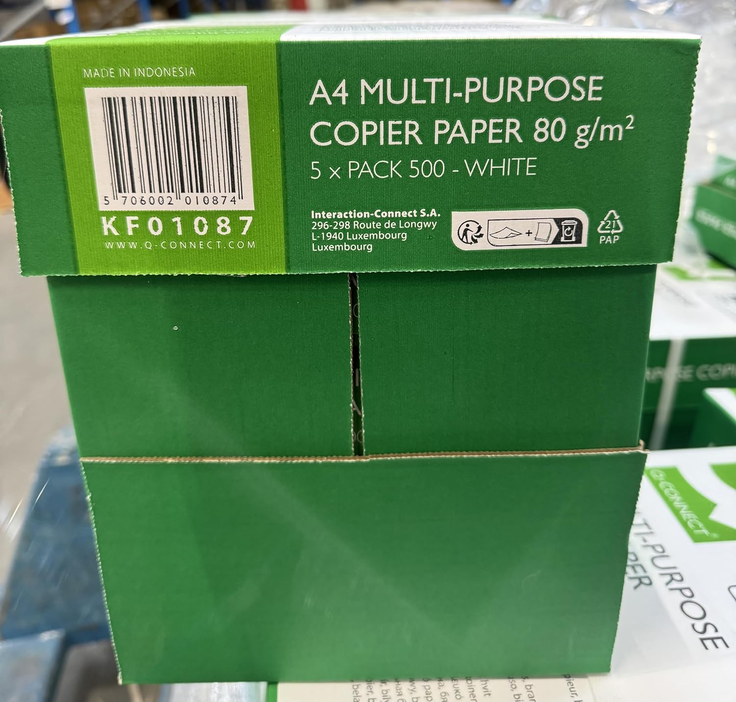 Q-CONNECT KF01087 Copier Paper Printer Paper DIN A4 80 g/m² 5 x 500 Sheets Quality Class B Universal Paper for Home Office and Home Office Multifunctional Paper
