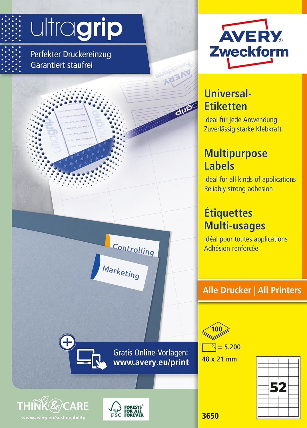 Avery Zweckform 3650 Universal Labels 48x21 mm for Inkjet Laser Copy White – Bild 11