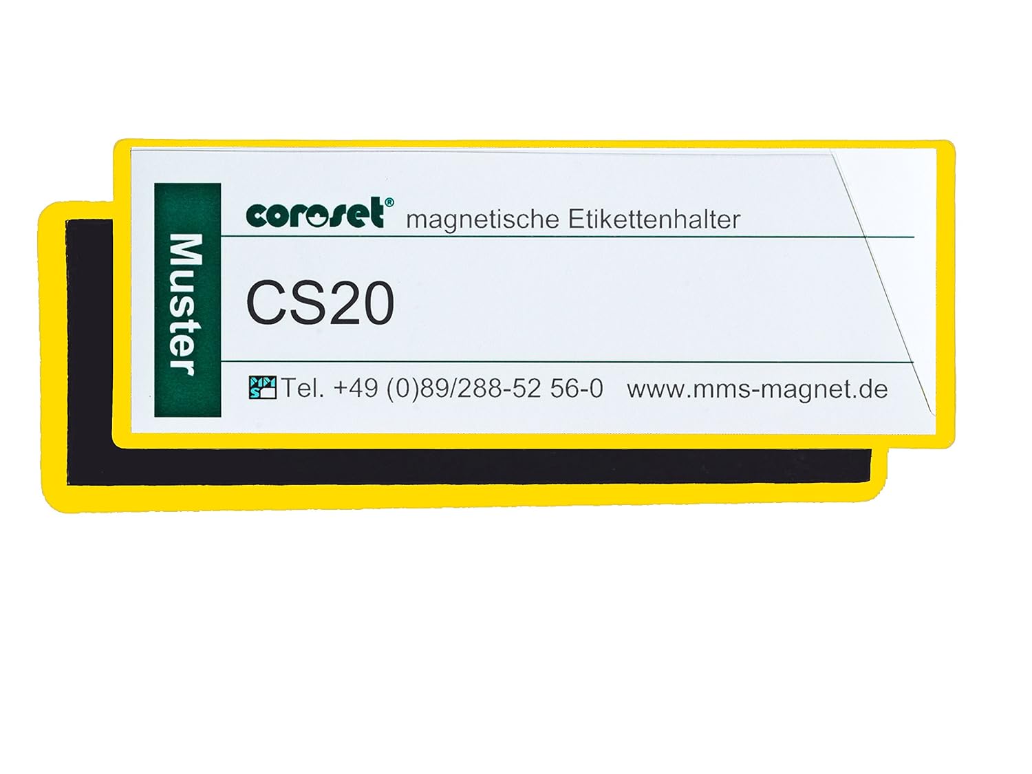Magnetic Label Holders/Label Holders/Label Sleeves/Insert Pockets for Paper Labels, Yellow (Pack of 100, 97 x 30 mm)