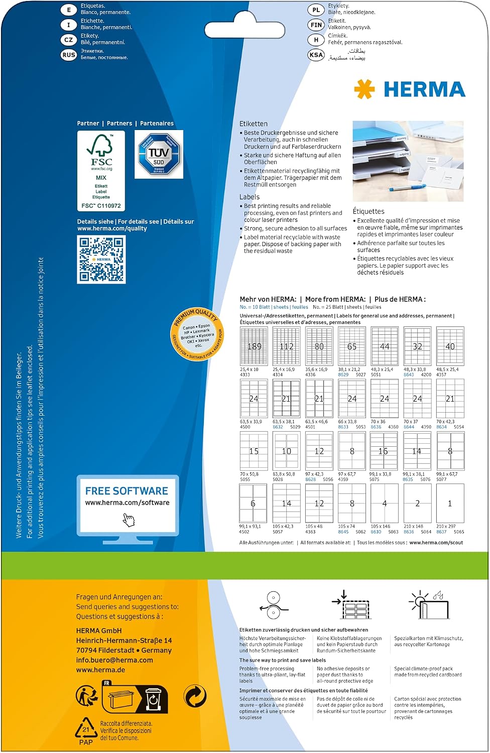 HERMA 5054 Labels Premium A4 70x42,3 mm white paper matt 525 pcs. – Bild 2