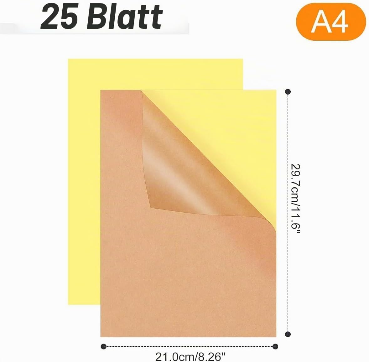 A4 Kraft Paper Self-Adhesive Sticker Labels, Kraft Paper, Self-Adhesive, 25 Sheets Paper for Printing, A4 Labels, Printable, Inkjet Printing for Copies, Laser Printers, Inkjet Printers – Bild 2