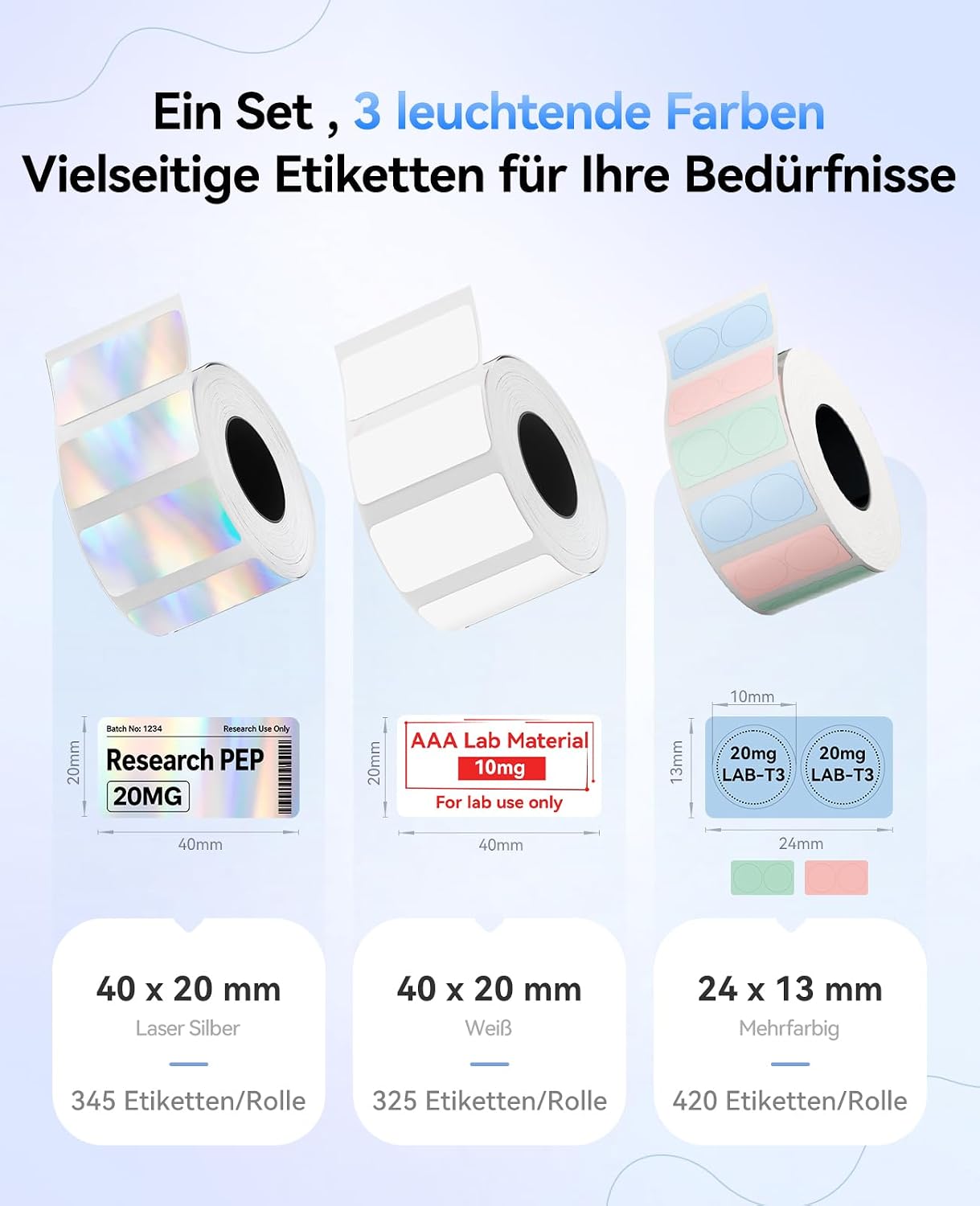 NIIMBOT M2 M3 Thermal Transfer Labels, 3 Rolls Label Tape, Package B – Bild 2