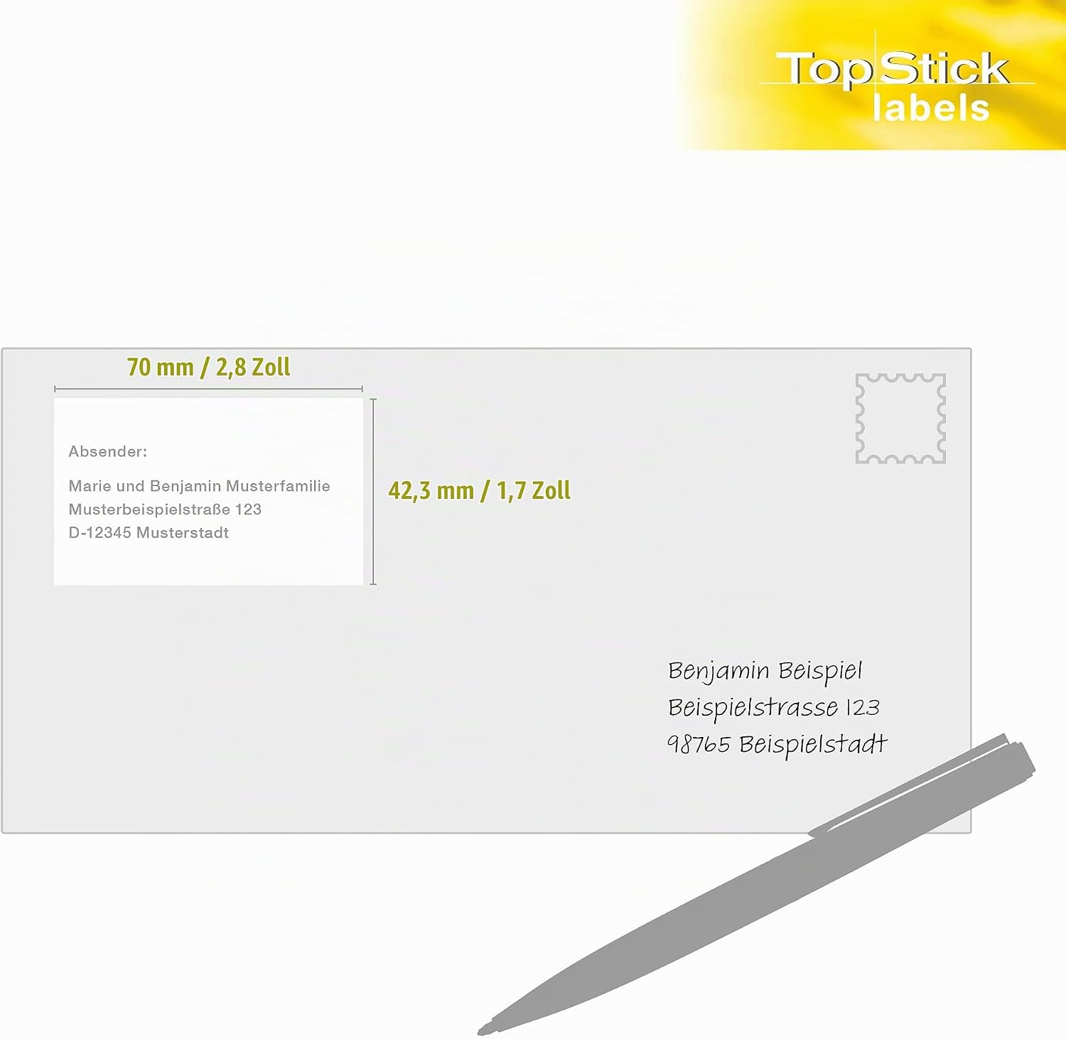TOP Stick 8708 Universal Labels 70 x 42.3 mm White 100 Sheets – Bild 5