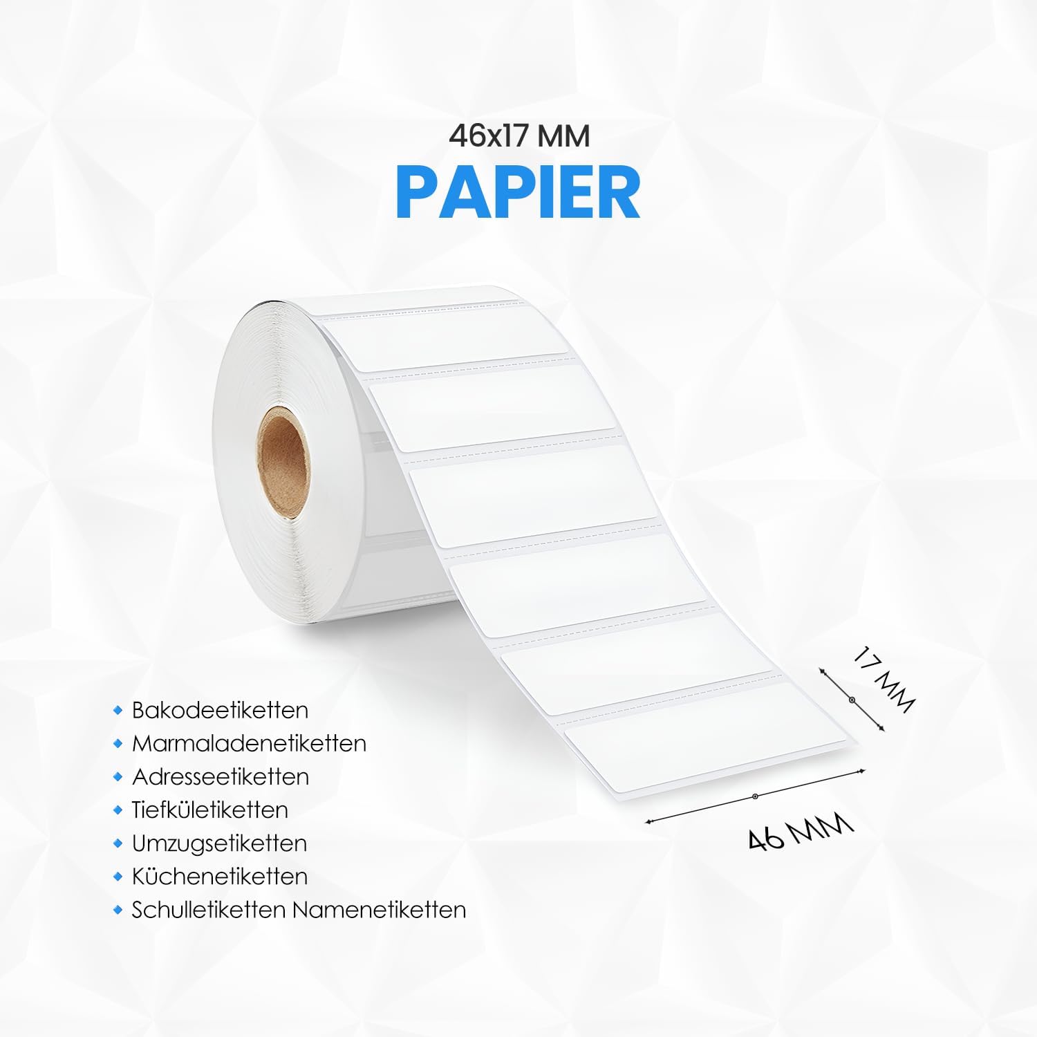 Self-Adhesive Personalised Address Labels 46 x 17 mm from 250 Labels / Roll White Paper Consisting of 1 to 5 Lines with Your Desired Text Name Stickers for Letters, School Supplies – Bild 2