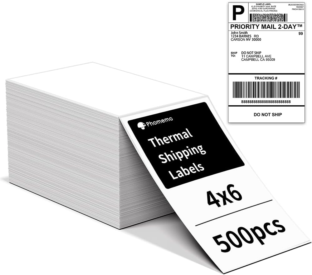 Phomemo Shipping Labels 4 x 6 Inch (Pack of 500) for DHL Label Printers