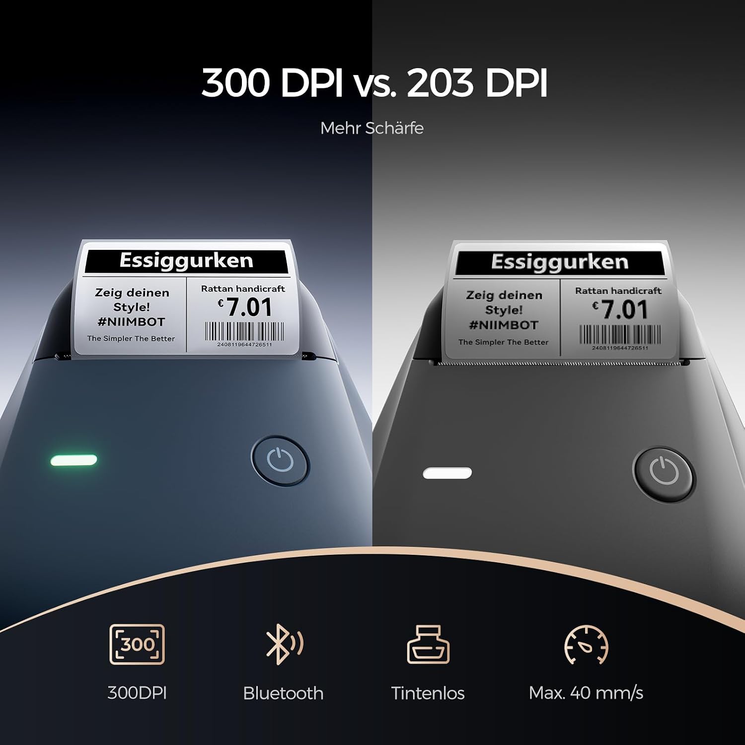 NIIMBOT Label Printer, B1 Pro with Larger Labels, 300 DPI HD – Bild 2