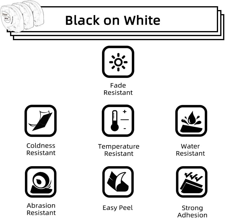3x Phomemo P12 Original Thermal Transfer Labels Black on White 12 mm x 4 m – Bild 4