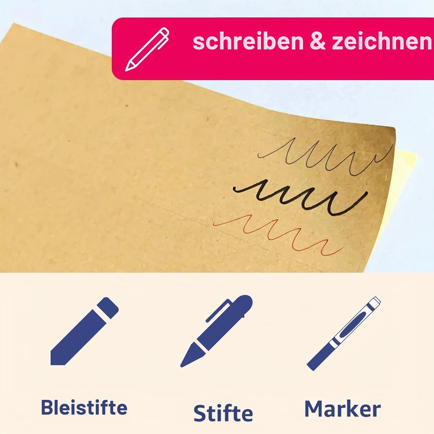A4 Kraft Paper Self-Adhesive Sticker Labels, Kraft Paper, Self-Adhesive, 25 Sheets Paper for Printing, A4 Labels, Printable, Inkjet Printing for Copies, Laser Printers, Inkjet Printers – Bild 5