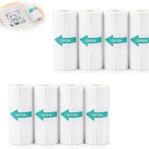 8 Rolls Mini Printer Rolls 57 x 25 mm Thermal Paper Self-Adhesive White