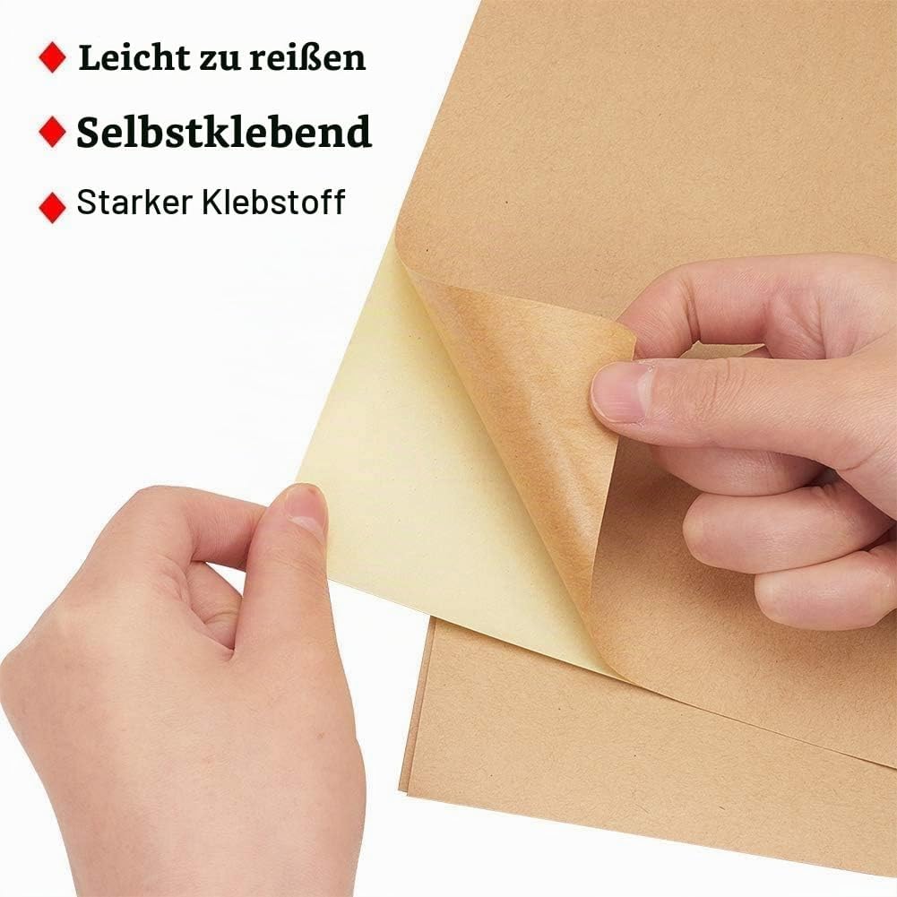 A4 Kraft Paper Self-Adhesive Sticker Labels, Kraft Paper, Self-Adhesive, 25 Sheets Paper for Printing, A4 Labels, Printable, Inkjet Printing for Copies, Laser Printers, Inkjet Printers – Bild 3