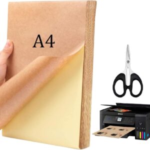 A4 Kraft Paper Self-Adhesive Sticker Labels, Kraft Paper, Self-Adhesive, 25 Sheets Paper for Printing, A4 Labels, Printable, Inkjet Printing for Copies, Laser Printers, Inkjet Printers