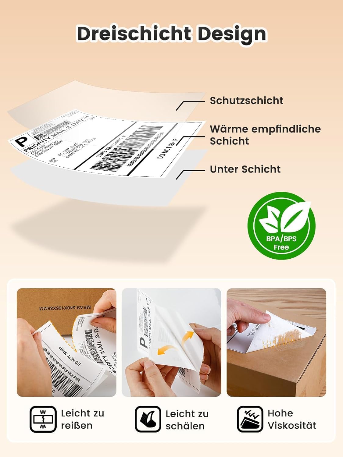 Phomemo Shipping Labels 4 x 6 Inch (Pack of 500) for DHL Label Printers – Bild 3