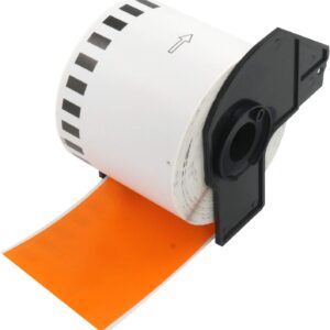 BETCKEY – 1 Roll DK-22205 Continuous Labels (Paper) Compatible with Brother, 62 mm x 30.48 m, 1 Coloured Label Orange for Brother QL Label Printers