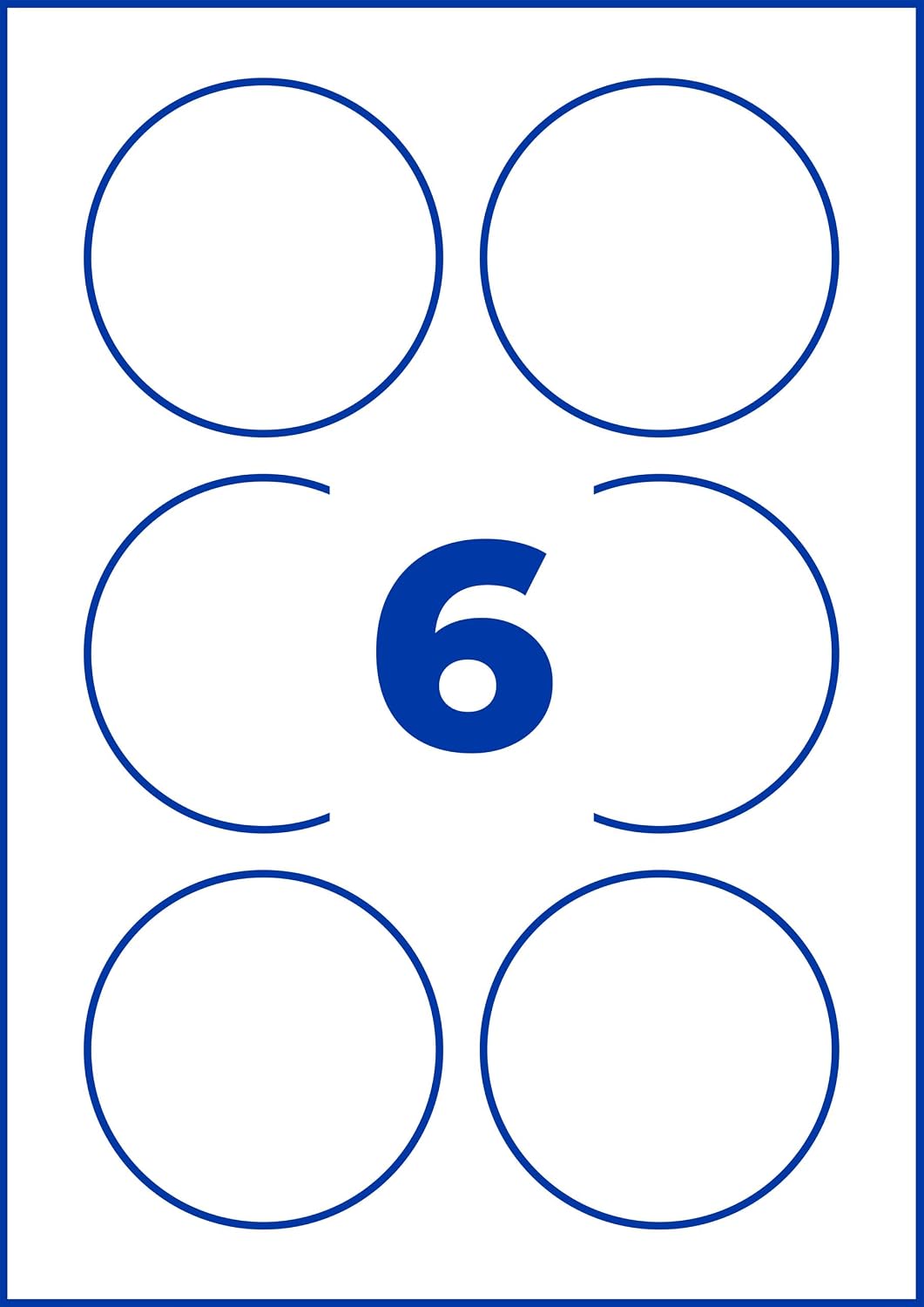 AVERY Zweckform 6229-10 Round Labels (60 Adhesive Dots, Diameter 80 mm on A4, Round Stickers for Printing, Self-Adhesive Product Labels, Permanent Adhesive Jam Labels), 10 Sheets, White – Bild 10