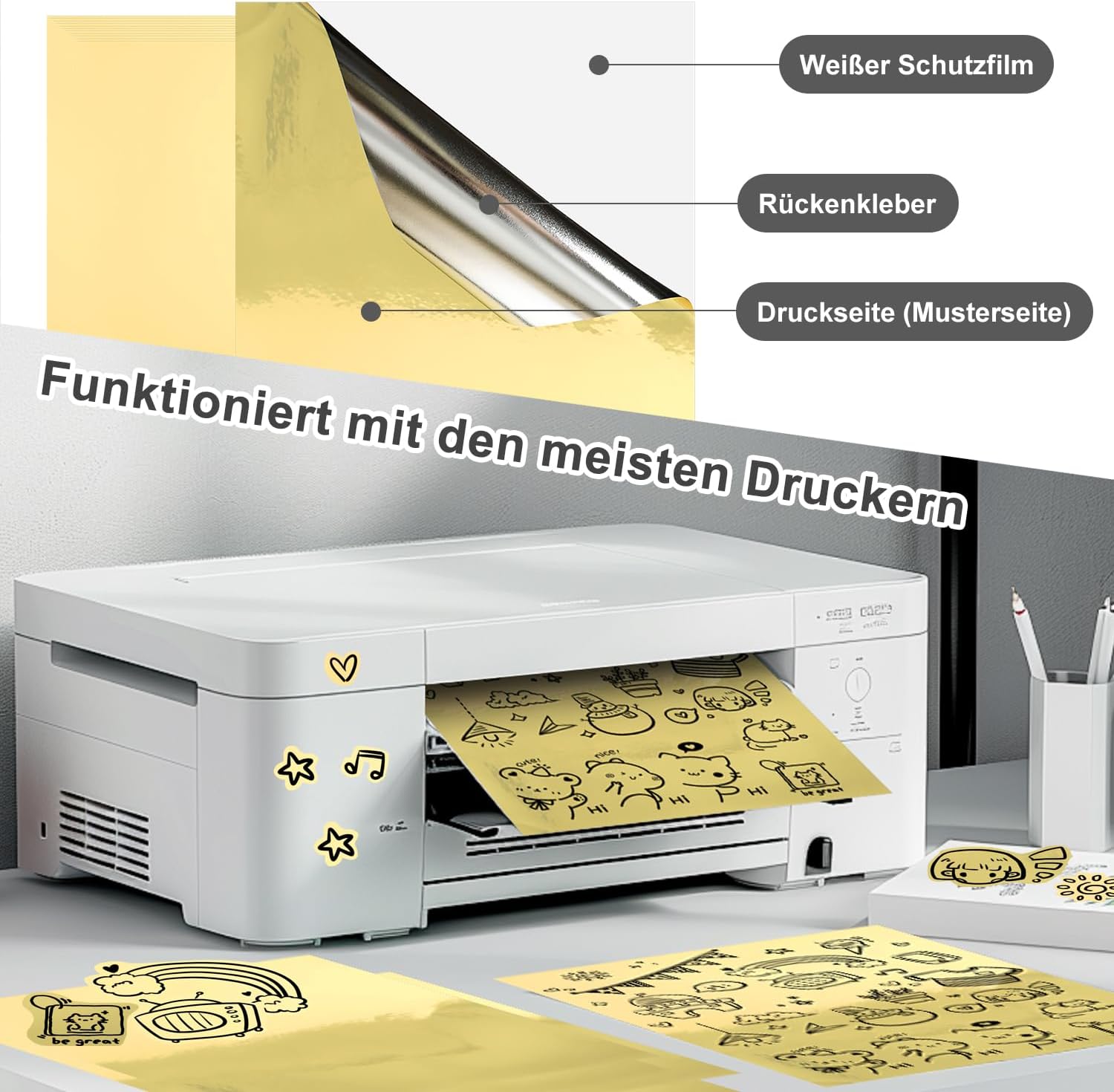 Sticker Paper for Printing Pack of 30 Waterproof Printable Adhesive Film – Bild 3