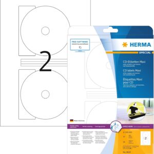 HERMA 8624 CD labels Maxi A4 Ø 116 mm white paper matt opaque 20 pcs.