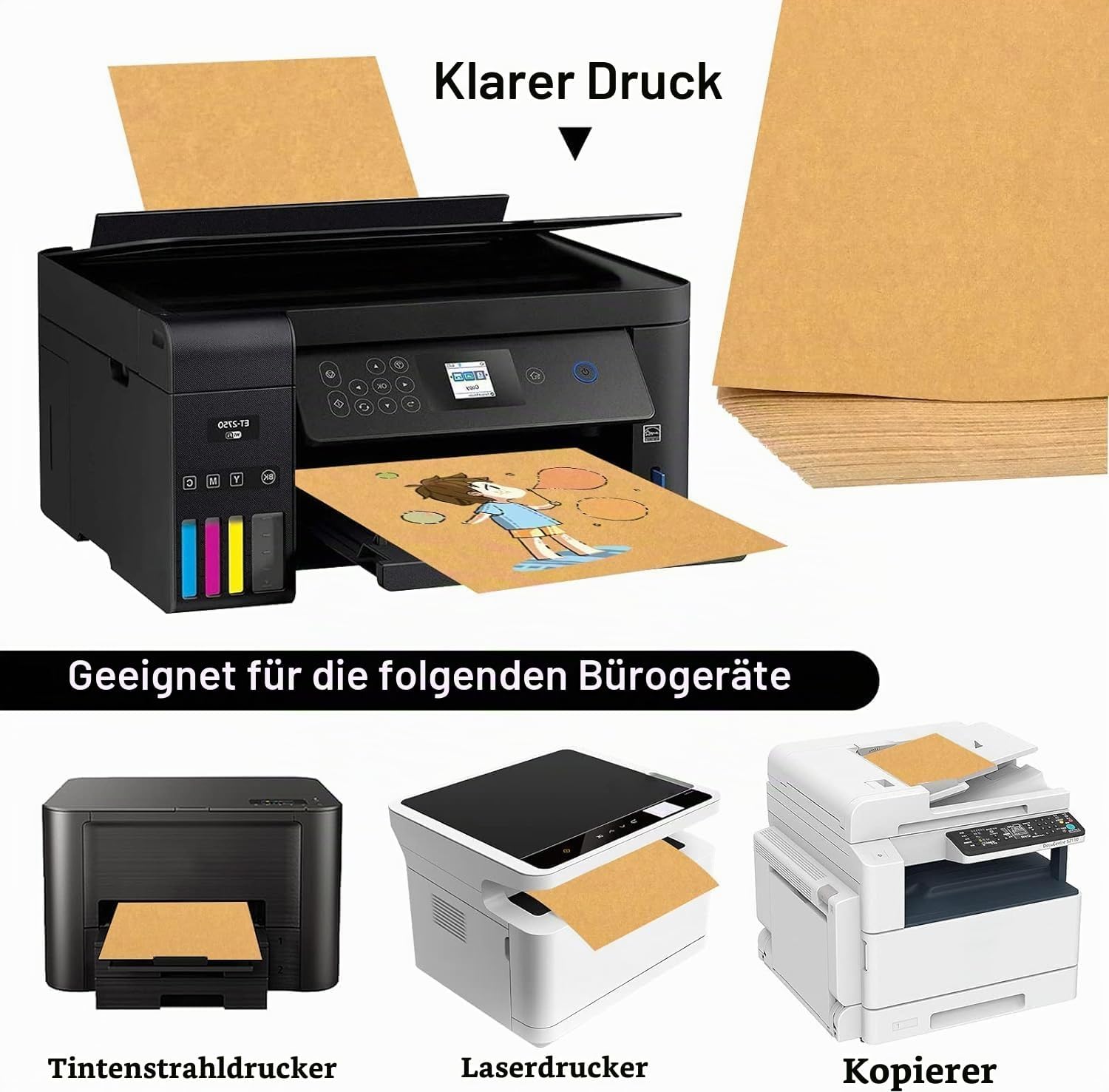 A4 Kraft Paper Self-Adhesive Sticker Labels, Kraft Paper, Self-Adhesive, 25 Sheets Paper for Printing, A4 Labels, Printable, Inkjet Printing for Copies, Laser Printers, Inkjet Printers – Bild 6