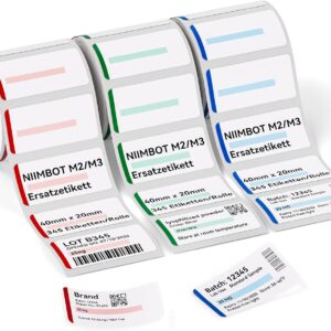 NIIMBOT M2 M3 Thermal Transfer Labels 3 Rolls 40 x 20 mm Multi-Coloured Set