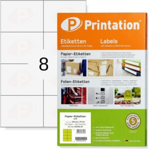800 Self-Adhesive Labels (105 x 74 mm = A7) Printable Printation