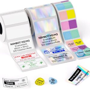 NIIMBOT M2 M3 Thermal Transfer Labels, 3 Rolls Label Tape, Package C