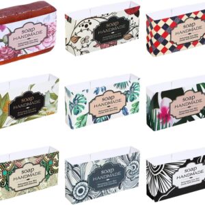 PH PandaHall 90pcs Soap Wrapper 9 Style Flower Wrap Paper Tape Vertical Soap Paper Tag Soap Cases Covers for Christmas Homemade Soap Bar Packaging Supplies