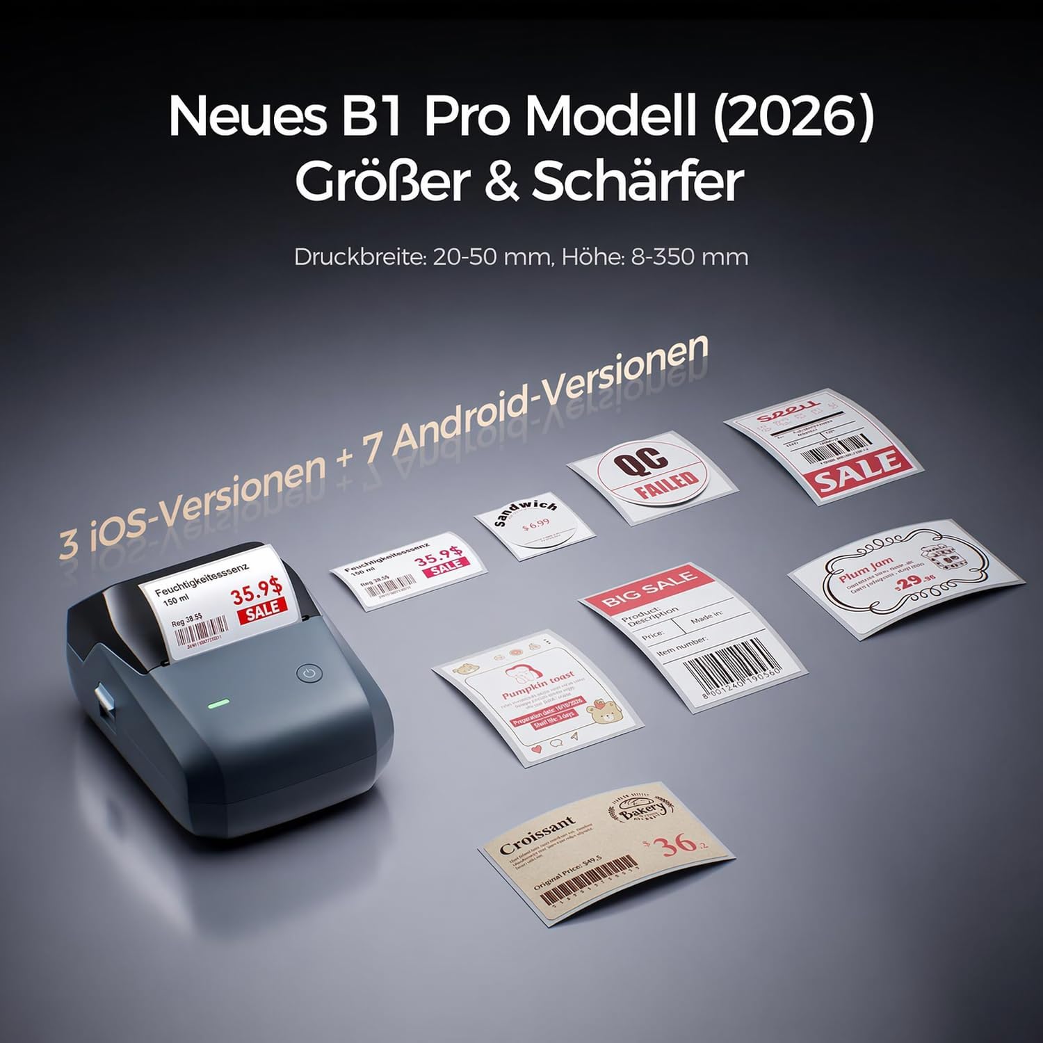 NIIMBOT Label Printer, B1 Pro with Larger Labels, 300 DPI HD – Bild 4