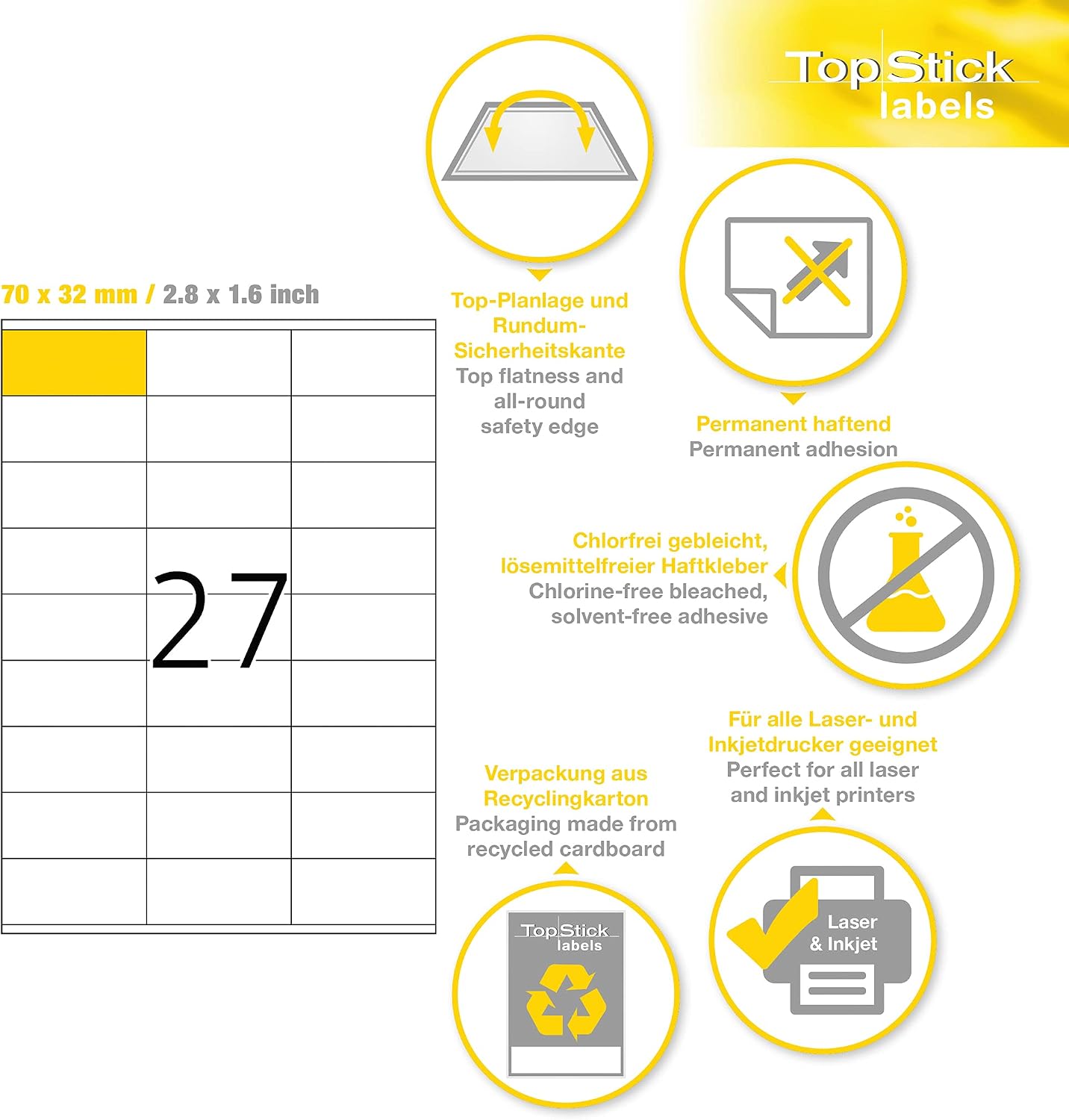 Laseretikett 70x32,0 weiß Kores 2700er – Bild 6