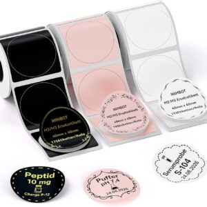 NIIMBOT M2 M3 Labels 40 x 40 mm Round, 3 Rolls Label Tape, Multi-Coloured