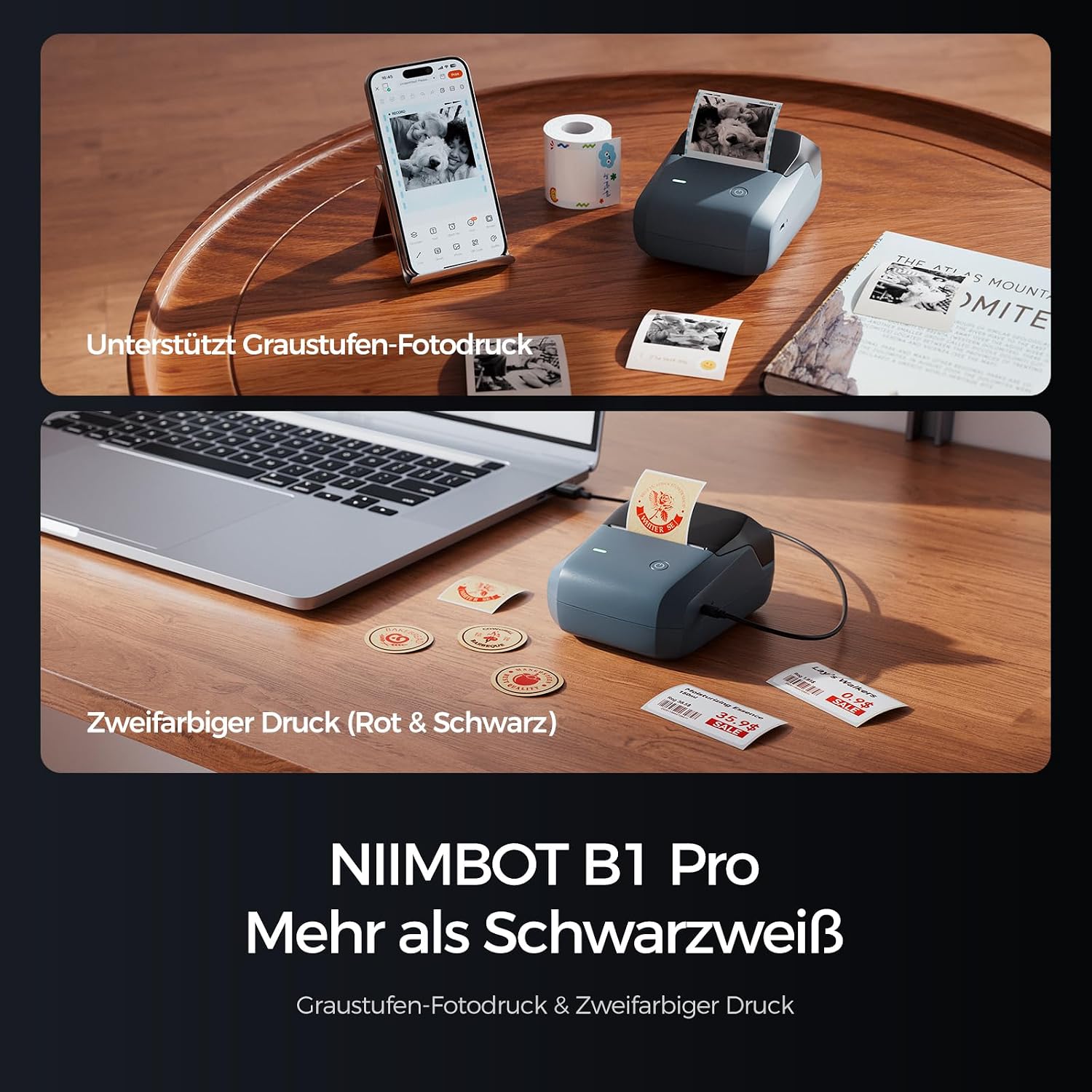 NIIMBOT Label Printer, B1 Pro with Larger Labels, 300 DPI HD – Bild 3