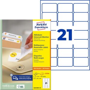 Avery Zweckform L6023REV-25 Removable Labels Company Labels to Identify Brochures 63.5 x 38.1 mm 25 Sheets